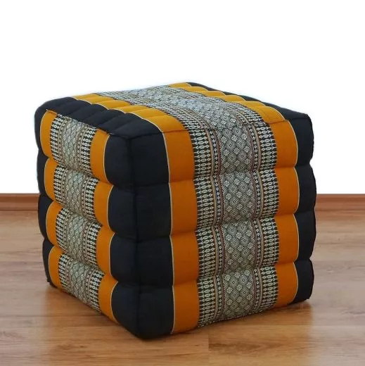 Farbenfrohes Wrfelkissen  *schwarz / orange*