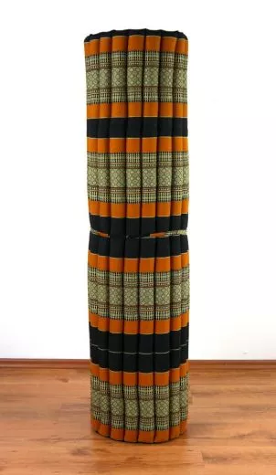 Kapok Rollmatte, Liegematte *schwarz - orange* Gr. XL