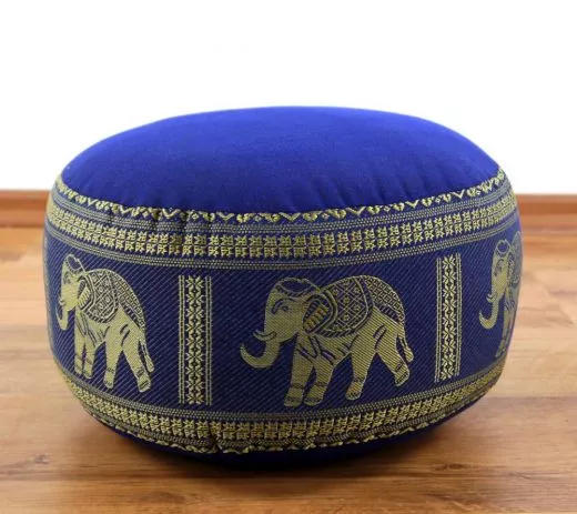 Zafukissen, Meditationskissen  *blau - Elefanten*  klein, mit Tragegriff