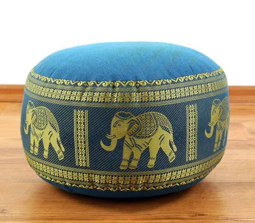 Zafukissen, Meditationskissen  *hellblau - Elefanten*  klein, mit Tragegriff