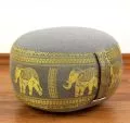 Zafukissen, Meditationskissen  *grau - Elefanten*  klein, mit Tragegriff