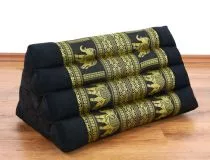 Kapok Dreieckskissen, Rckenlehne  *schwarz/Elefanten*  deluxe