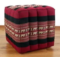 Farbenfrohes Wrfelkissen  *rot / Elefanten*