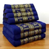 Thaikissen, Seidenstickerei *blau/Elefanten*