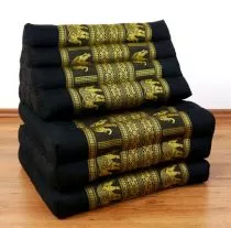 Thaikissen, Seidenstickerei, *schwarz/Elefanten*