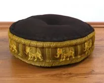 Zafukissen, Meditationskissen  *dunkelbraun/gold - Elefanten*