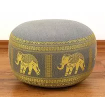 Zafukissen, Meditationskissen  *grau - Elefanten*  klein, mit Tragegriff