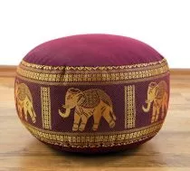 Zafukissen, Meditationskissen  *rot - Elefanten*  klein, mit Tragegriff