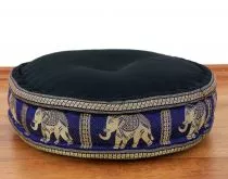 Zafukissen, Meditationskissen  *schwarz/blau - Elefanten*