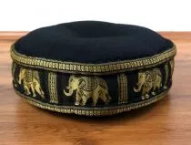 Zafukissen, Meditationskissen  *schwarz - Elefanten*