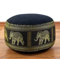 Zafukissen, Meditationskissen  *schwarz - Elefanten*  klein, mit Tragegriff